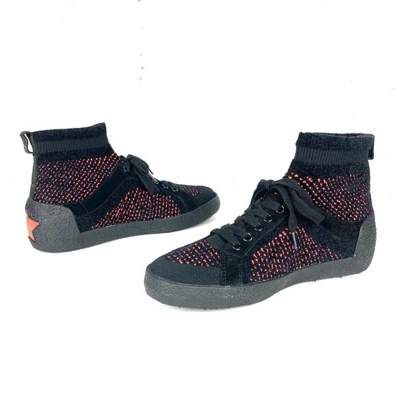 ASH Womens Ninja Sock Trainers Cashmere Tweed Knit Red Black Suede Trim Size 40 - Picture 9 of 11